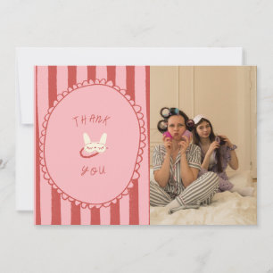 sleepover slumber birthday photo modern thank you card