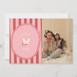 sleepover slumber birthday photo modern thank you card