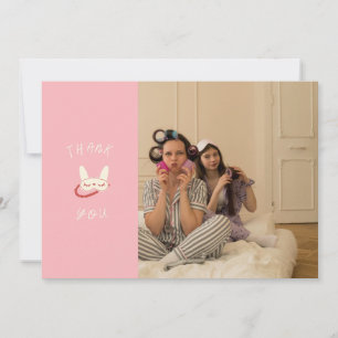 sleepover slumber birthday photo modern thank you card