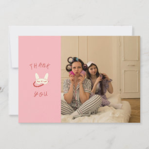 sleepover slumber birthday photo modern thank you card