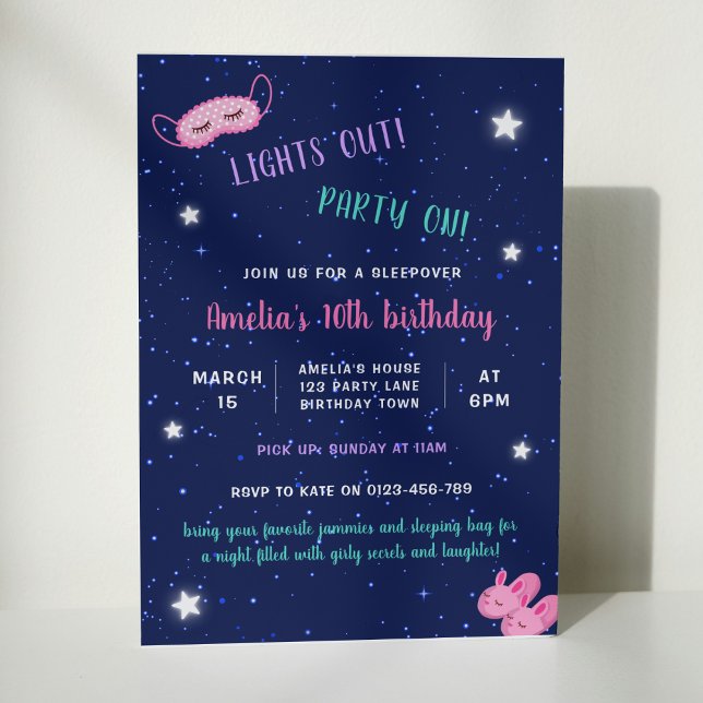 Sleepover Slumber Girl Pink Birthday Party  Invitation (Creator Uploaded)