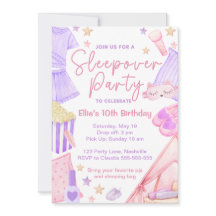 Sleepover Slumber Party Birthday Invitation