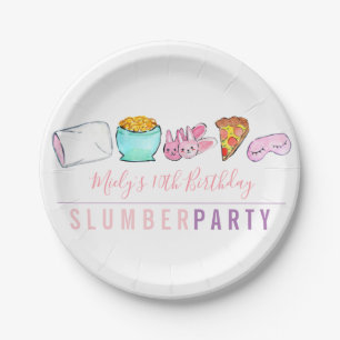 Sleepover slumber party birthsay paper plate