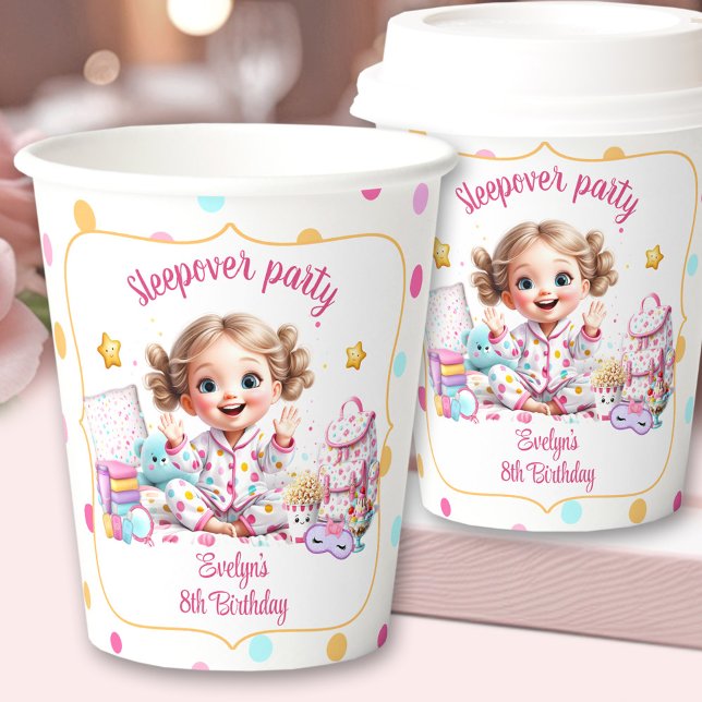 Sleepover Slumber Party Cute Girl Birthday Paper Cups (Sleepover Slumber Party Cute Girl Birthday Paper Cups)