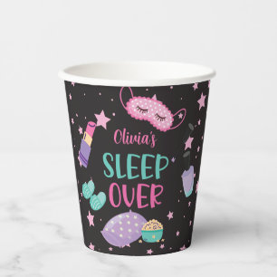 Sleepover slumber party pink purple tween paper pl cups