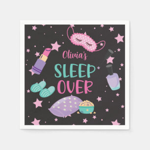 Sleepover slumber party pink purple tween paper pl napkin