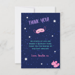 Sleepover Slumber Teen Birthday Party Thank You Card