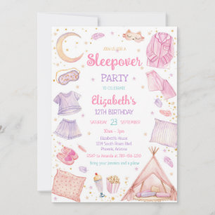 Sleepover Spa Party Slumber Pamper Birthday Invitation