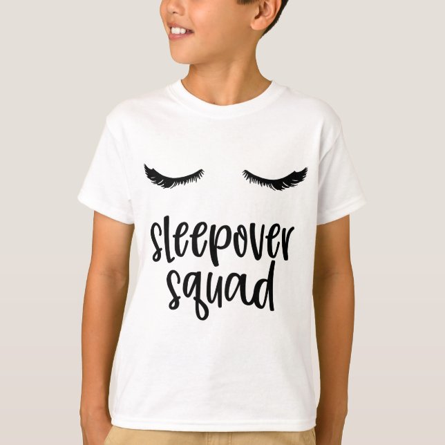 Sleepover Squad Cute Eyelashes Slumber Party T-Shirt (Front)