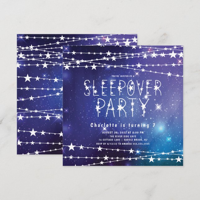 Sleepover Stars Birthday Party Invitation (Front/Back)