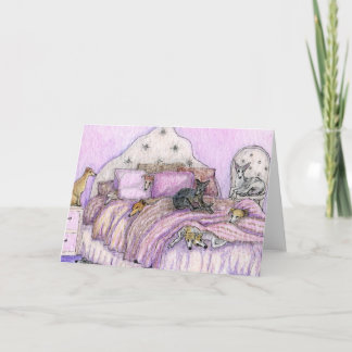 Sleepover - whippets and greyhounds galore! card