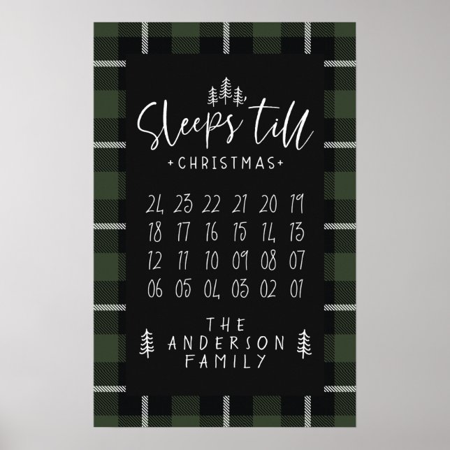 Sleeps 'till Christmas modern minimalist farmhouse Poster (Front)
