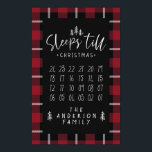 Sleeps 'till Christmas modern minimalist farmhouse Poster<br><div class="desc">Sleeps 'till Christmas modern minimalist farmhouse poster. Cross the days off as you get closer your visit from Santa. Change the colour of the plaid to suit your style.</div>