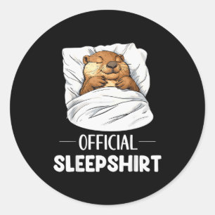 Sleepshirt Cute Sleeng Beaver Animal Lover Pajama  Classic Round Sticker