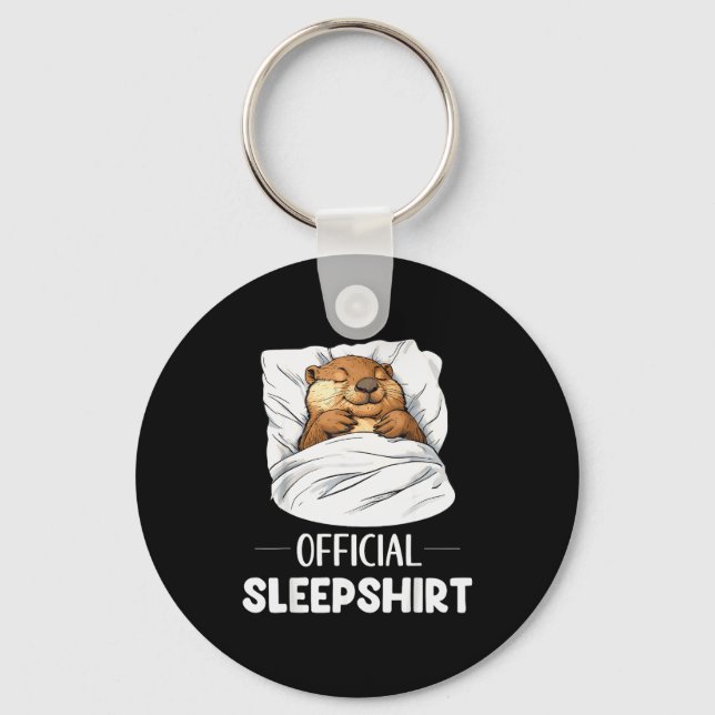 Sleepshirt Cute Sleeng Beaver Animal Lover Pajama  Key Ring (Front)