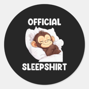 Sleepshirt Cute Sleeng Monkey Animal Lover Pajama Classic Round Sticker