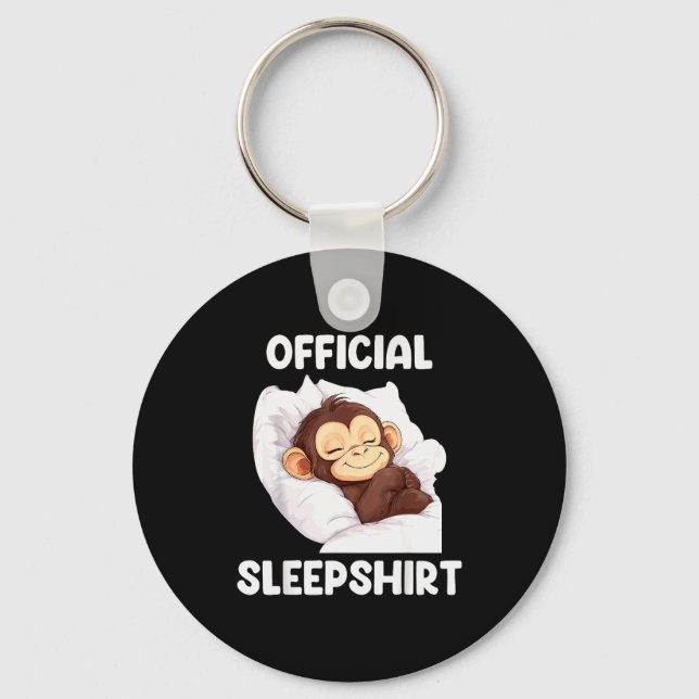 Sleepshirt Cute Sleeng Monkey Animal Lover Pajama  Key Ring (Front)