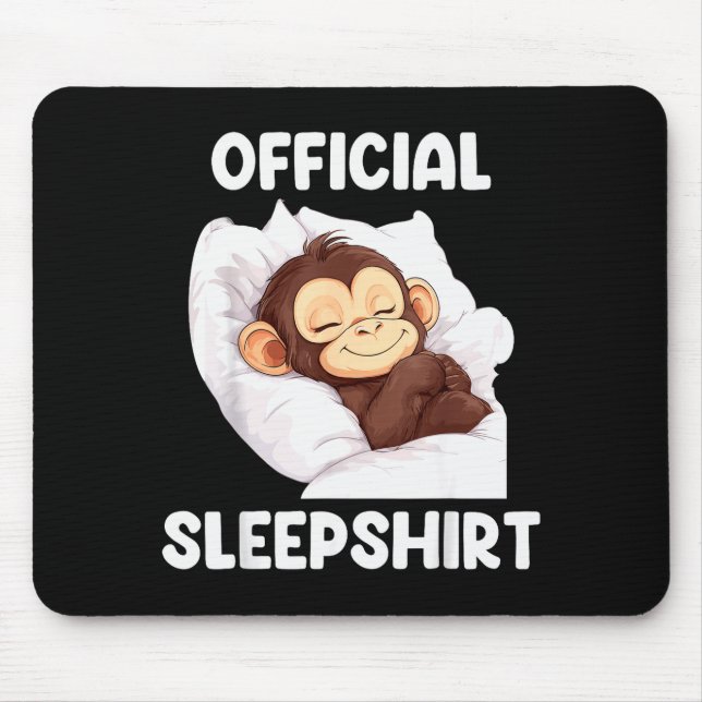 Sleepshirt Cute Sleeng Monkey Animal Lover Pajama  Mouse Mat (Front)