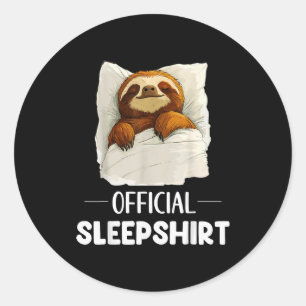 Sleepshirt Cute Sleeng Sloth Animal Lovers Pajama Classic Round Sticker