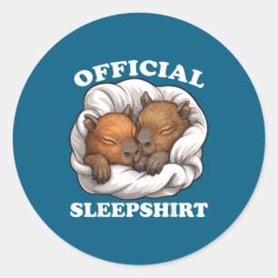 Sleepshirt Funny Capybara Nigh Capybara Lover  Classic Round Sticker