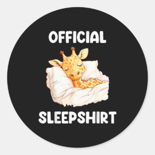 Sleepshirt Sleeng Giraffe Animal Lovers Pajama  Classic Round Sticker
