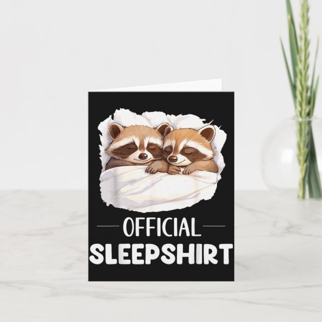 Sleepshirt Sleeng Raccoon Animal Lovers Pajama  Card (Front)