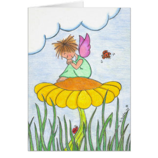 Sleepy Angel on Flower Card