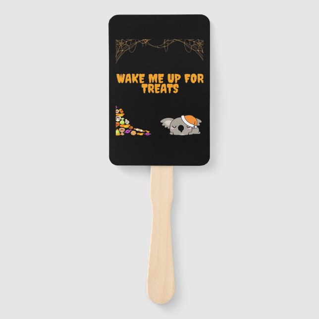 Sleepy animal ready for Halloween treats! Classic  Hand Fan (Front)