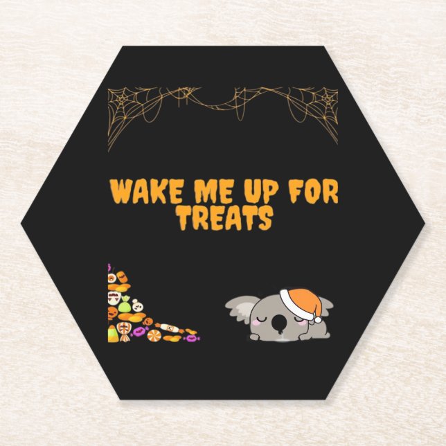 Sleepy animal ready for Halloween treats! Classic  Paper Coaster (Front)