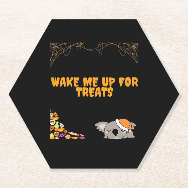 Sleepy animal ready for Halloween treats! Classic  Paper Coaster (Front)