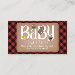 Sleepy Animals Stars Plaid Diaper Raffle Enclosure Card