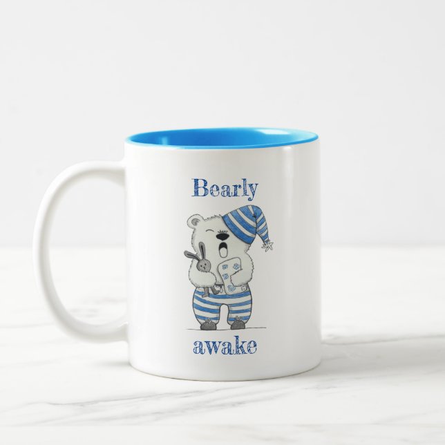 Sleepy Baby Bear // Bearly Awake Two-Tone Coffee Mug (Left)
