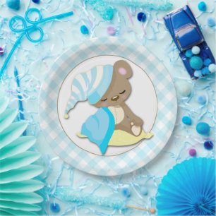 Sleepy Baby Bear Boy Paper Plate