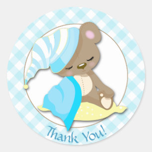 Sleepy Baby Bear Shower Thank You Classic Round Sticker