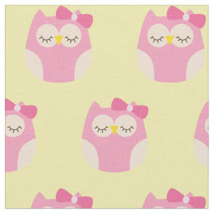 Sleepy Baby Girl Owls Cute Nursery Decor Fabric