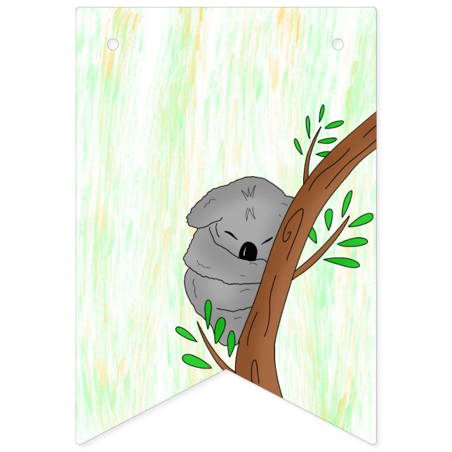 Sleepy Baby Koala Bear Personalised Baby Shower Bunting (First Flag)