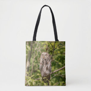 Sleepy Barred Owl Tote Bag