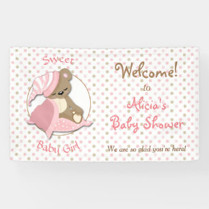 Sleepy Bear Baby Girl Shower Banner