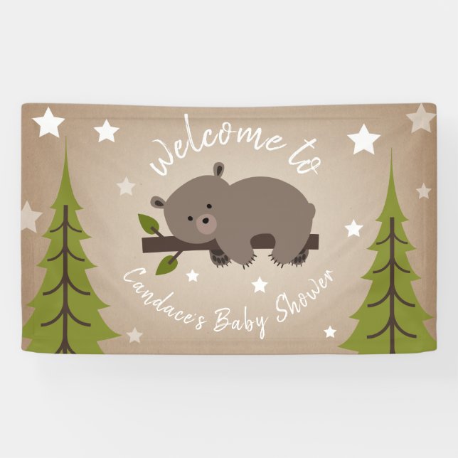 Sleepy Bear Baby Shower Banner (Horizontal)