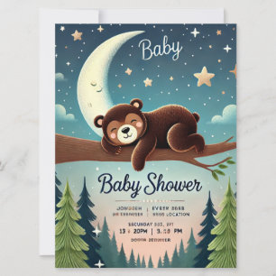 Sleepy Bear Cub Baby Shower Invitation Woodland