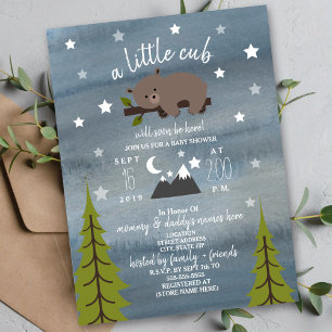 Sleepy Bear Cub Neutral Baby Shower 6.5" x 8.75" Invitation