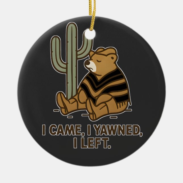 Sleepy Bear Desert Humour Illustration Ceramic Tree Decoration (Front)