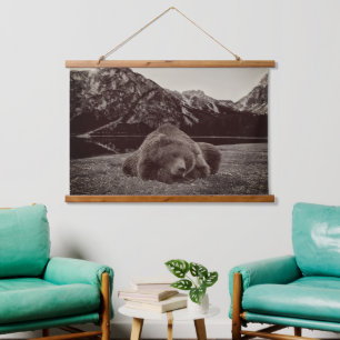 Sleepy Bear Mountain Rustic Cabin   Hanging Tapestry
