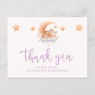Sleepy Bear on Cloud Baby Shower Thank You Postcard