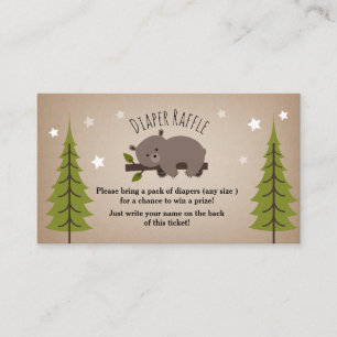 Sleepy Bear Stars Diaper Raffle Enclosure Card
