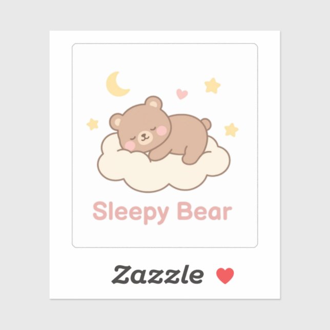 Sleepy Bear Sticker | Cute Cosy Kawaii Bear (Sheet)