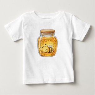 Sleepy Bee in Honey Jar - Cute Watercolor Baby T-Shirt