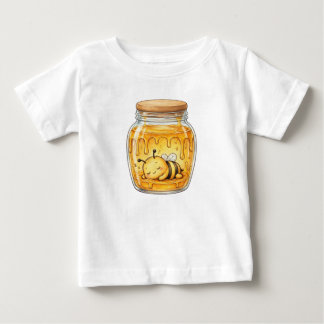 Sleepy Bee in Honey Jar - Cute Watercolor  Baby T-Shirt