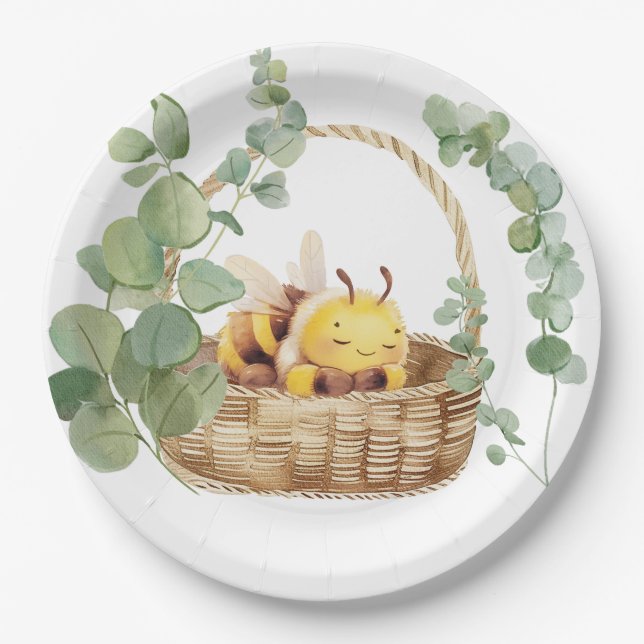 Sleepy Bee Paper Plate (Front)