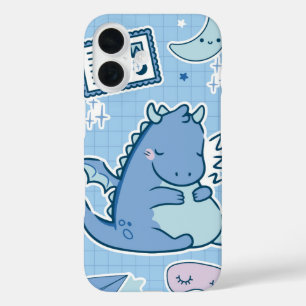 Sleepy Blue Dragon – Cute Dreamland Kawaii iPhone 16 Case